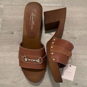 Avellini Block Heel Slides with Horse-bit.  Made in Italy